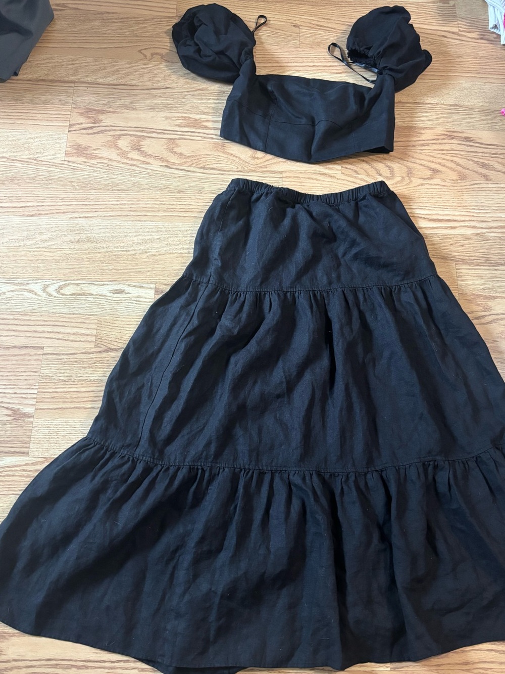 LOFT Black Tiered Maxi Skirt